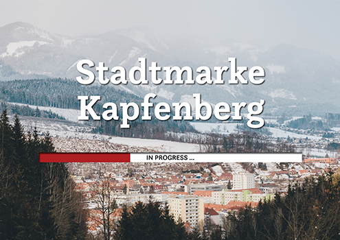 Stadtmarke Kapfenberg -Stadtansicht des verschneiten Kapfenberg