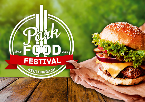 Parkfood-Festival Neulengbach Vorschau Parkfood-Festival Neulengbach das Keyvisual mit Burger und Logo